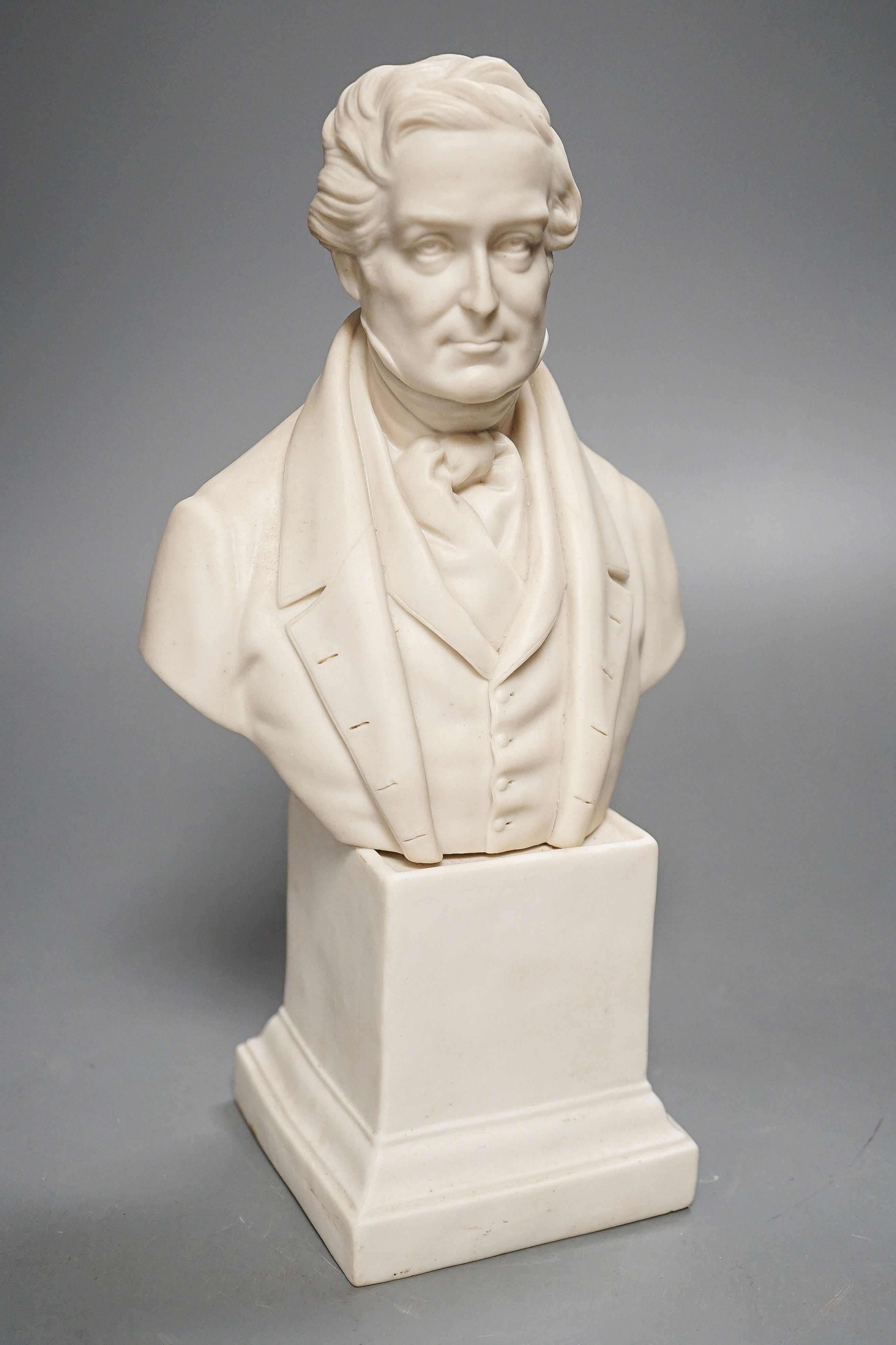 Copeland, A parian ware bust of Sir Robert Peel, 26 cms high.
